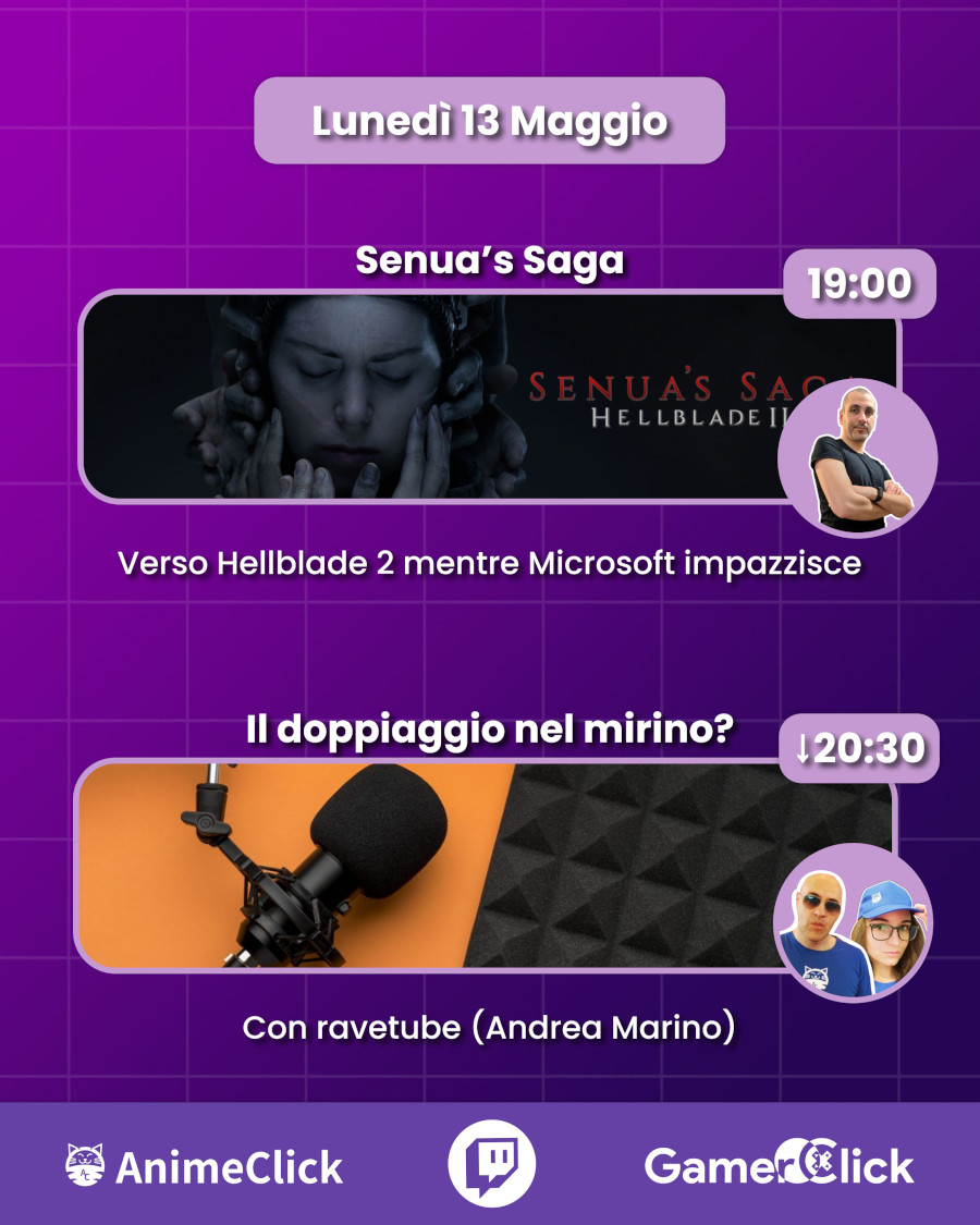 AnimeClick e GamerClick su Twitch: programma dal 13 al 19 maggio AnimeClick e GamerClick su Twitch: programma dal 13 al 19 maggio